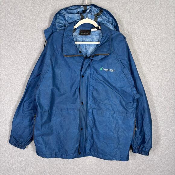 Frogg Toggs Rain Jacket Men Large Blue Pro Action Hooded Waterproof PA63123-12LG - Picture 1 of 10